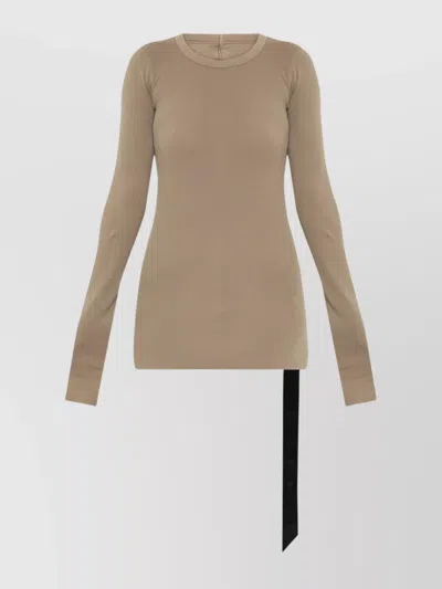 RICK OWENS DRKSHDW ASYMMETRIC HEM LONG SLEEVE RIBBED TOP