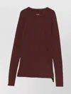 Rick Owens Drkshdw Asymmetric Hem Long Sleeve Ribbed Top In Brown