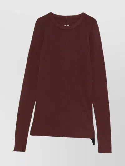 RICK OWENS DRKSHDW ASYMMETRIC HEM LONG SLEEVE RIBBED TOP