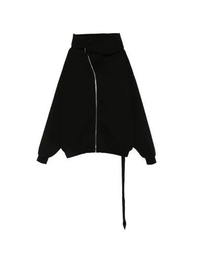 Rick Owens Drkshdw Asymmetric High-neck Zip-up Hoodie In Black