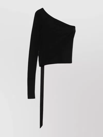 Rick Owens Drkshdw Asymmetric One-shoulder Cropped Top In Black