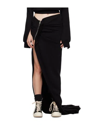 Rick Owens Drkshdw Asymmetric Zip-fastened Cotton Skirt In Black