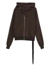 Rick Owens Drkshdw Asymmetric Zip-fastening Hoodie In Brown