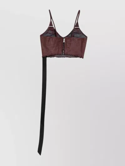 Rick Owens Drkshdw Asymmetrical Cropped Scab Wax Shoulder Top In Burgundy