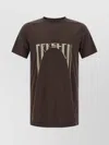 Rick Owens Drkshdw Asymmetrical Hem Graphic Print T-shirt In Brown