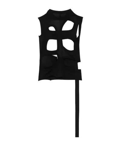 Rick Owens Drkshdw Asymmetrical Hollow Vest In Black