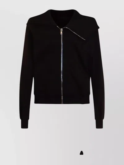 Rick Owens Drkshdw Asymmetrical Hooded Long Sleeve Sweatshirt In Black