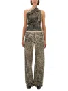 Rick Owens Drkshdw Asymmetric Abstract Pattern Sleeveless Top In Brown