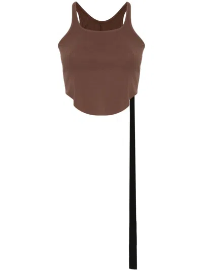 Rick Owens Drkshdw Basic Tank Cropped Top In Brown