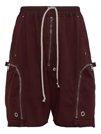 Rick Owens Drkshdw Bauhaus Bela Drawstring Zipped Shorts In Brown