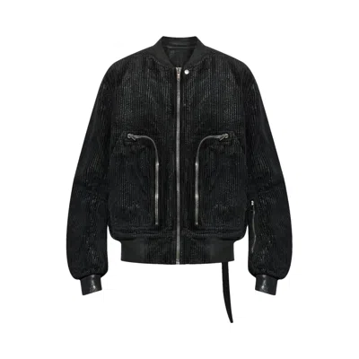 Pre-owned Rick Owens Drkshdw Bauhaus Corduroy Flight Bomber 'black' | Men's Size M