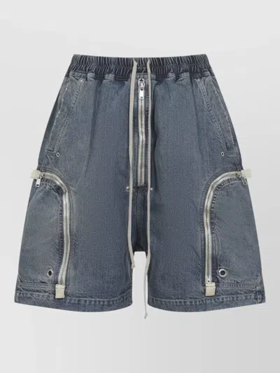 Rick Owens Drkshdw Bauhaus Pods Denim Relaxed Fit Shorts In Blue