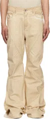 Rick Owens Drkshdw Beige Hollywood Bias Bootcut Jeans In 81 Parchment