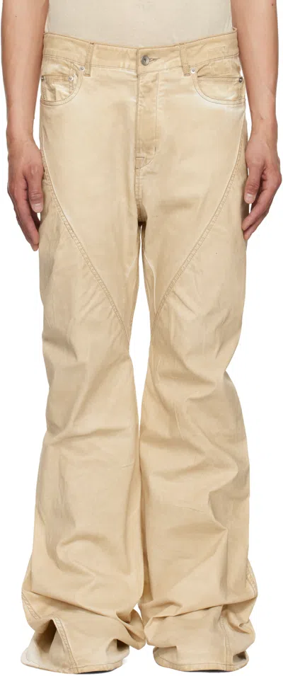 Rick Owens Drkshdw Beige Hollywood Bias Bootcut Jeans In 81 Parchment