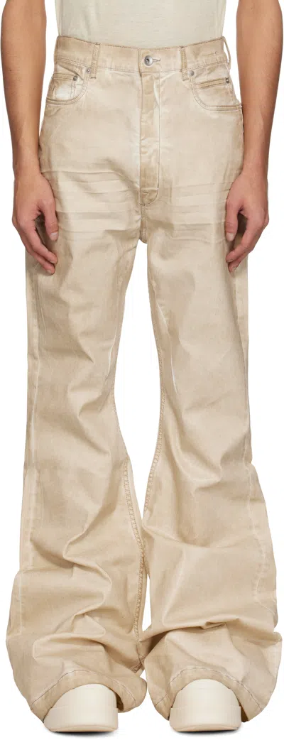Rick Owens Drkshdw Beige Hollywood Bolan Bootcut Jeans In 81 Parchment