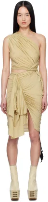 Rick Owens Drkshdw Beige Hollywood Cotton Gauze Jersey Fog Minidress In 81 Parchment