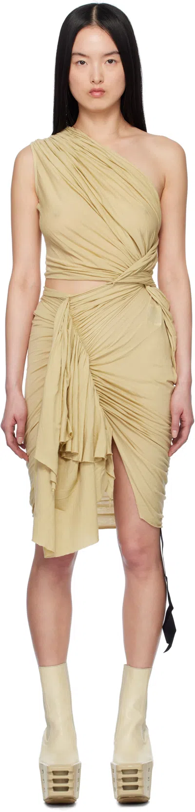 Rick Owens Drkshdw Beige Hollywood Cotton Gauze Jersey Fog Minidress In 81 Parchment