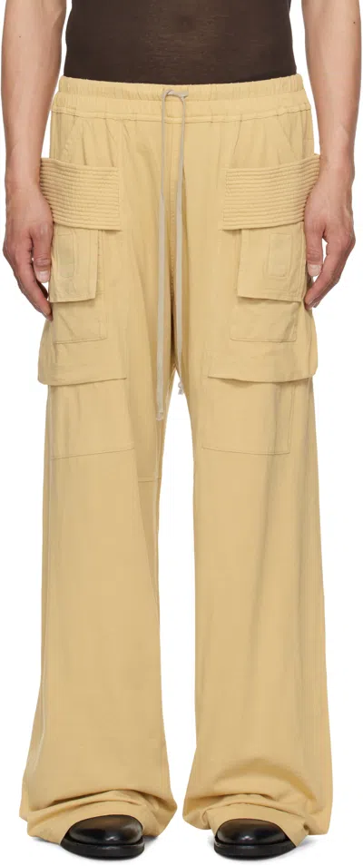 Rick Owens Drkshdw Beige Hollywood Creatch Wide Cargo Drawstring Pants In 81 Parchment