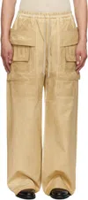 Rick Owens Drkshdw Beige Hollywood Creatch Wide Cargo Drawstring Pants In 81 Parchment