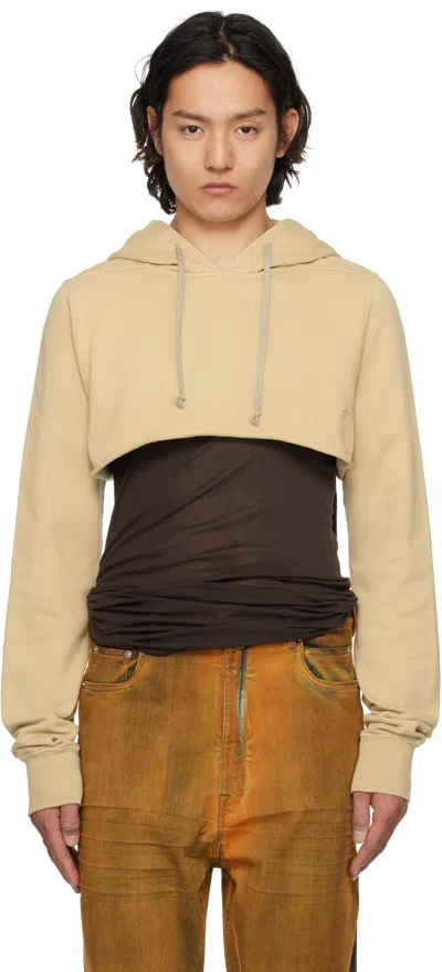 Rick Owens Drkshdw Beige Hollywood Cropped Hoodie In 81 Parchment