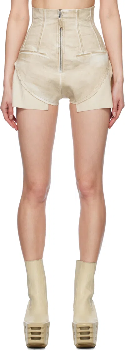 Rick Owens Drkshdw Beige Hollywood Dirt Cutoffs Denim Shorts In 81 Parchment