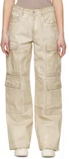 Rick Owens Drkshdw Beige Hollywood Double Cargo Jeans In 81 Parchment