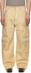 Rick Owens Drkshdw Beige Hollywood Double Cargo Jumbo Belas Denim Pants In 81 Parchment