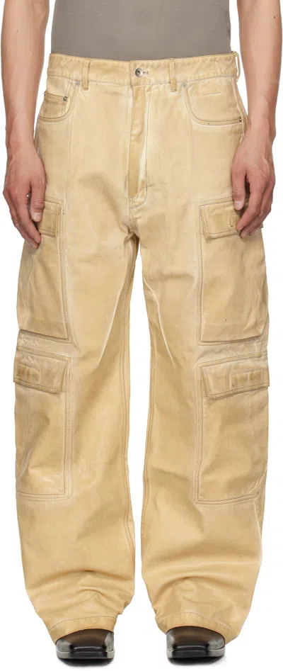 Rick Owens Drkshdw Beige Hollywood Double Cargo Jeans In 81 Parchment