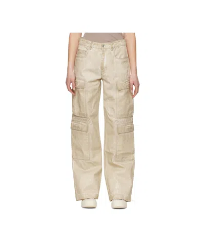 RICK OWENS DRKSHDW BEIGE HOLLYWOOD DOUBLE CARGO JEANS