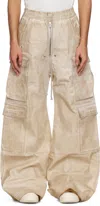 Rick Owens Drkshdw Beige Hollywood Double Cargo Jumbo Belas Denim Pants In 81 Parchment