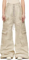Rick Owens Drkshdw Beige Hollywood Double Cargo Jumbo Belas Jeans In 81 Parchment