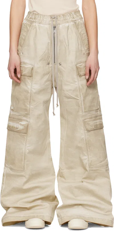Rick Owens Drkshdw Beige Hollywood Double Cargo Jumbo Belas Jeans In 81 Parchment
