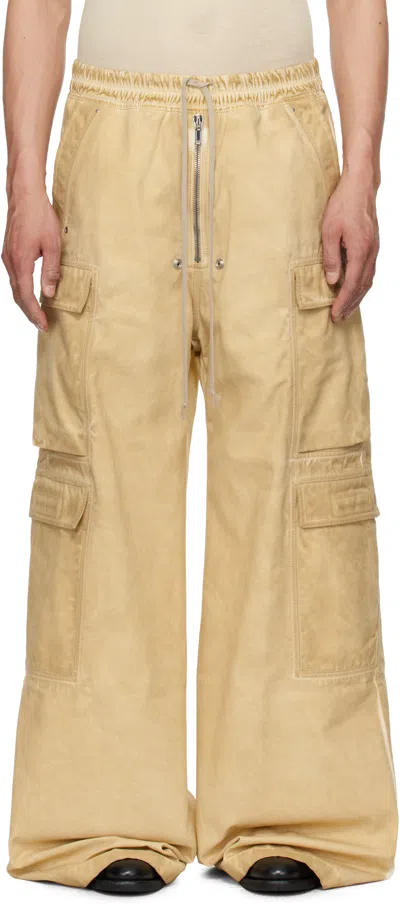 Rick Owens Drkshdw Beige Hollywood Double Cargo Jumbo Belas Pants In 81 Parchment