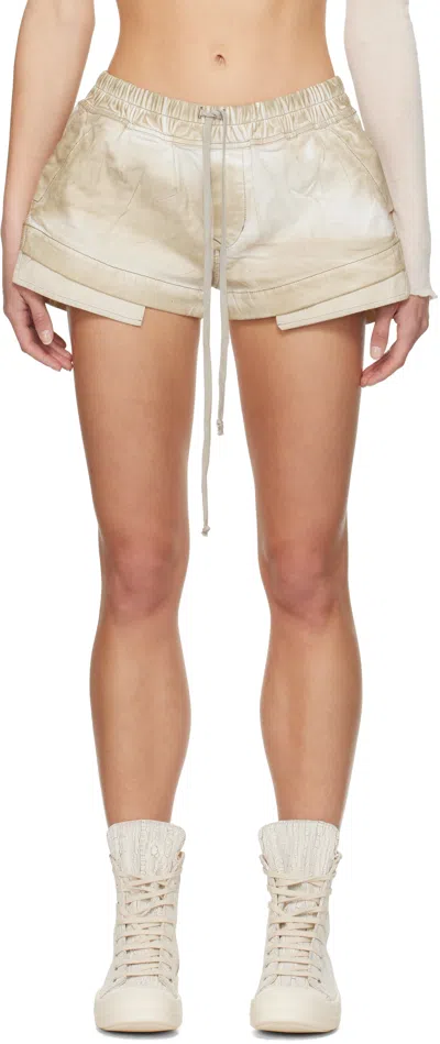Rick Owens Drkshdw Beige Hollywood Fog Boxer Denim Shorts In 81 Parchment