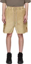 Rick Owens Drkshdw Beige Hollywood Long Boxers Butt Zipp Shorts In 81 Parchment