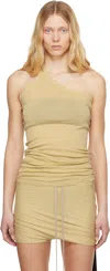 Rick Owens Drkshdw Beige Hollywood One Shoulder Tank Top In 81 Parchment