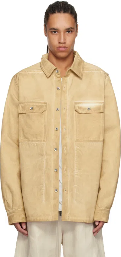 Rick Owens Drkshdw Beige Hollywood Organic Cotton Overshirt In 81 Parchment
