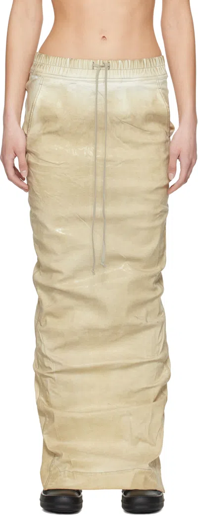 Rick Owens Drkshdw Beige Hollywood Pull On Pillar Denim Maxi Skirt In 81 Parchment
