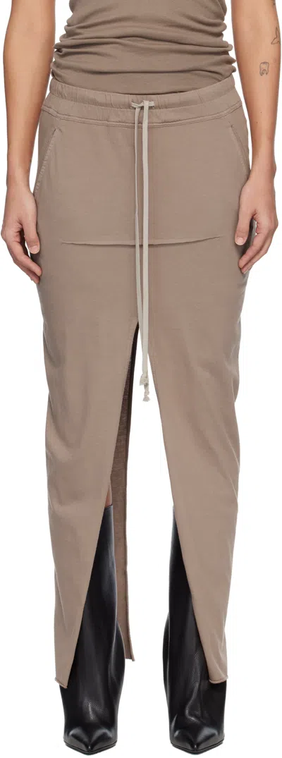 Rick Owens Drkshdw Beige Temple Pull On Sliced Pillar Maxi Skirt In Brown