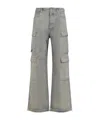 Rick Owens Drkshdw Wide Leg Cargo Style Denim Trousers In Animal Print
