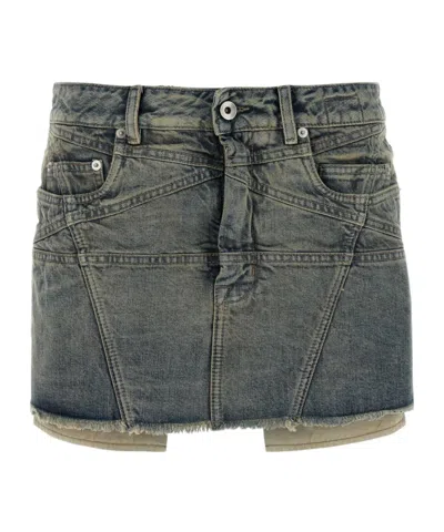Rick Owens Drkshdw Belt Loop Midi Skirt In Blue