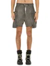 Rick Owens Drkshdw Cargo Bermuda Shorts Frayed Hem In Dove