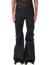Rick Owens Drkshdw Flare Stitched Pockets Belted Trousers In Black