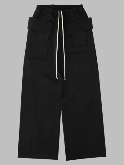 Rick Owens Drkshdw Black Contrast Drawstring Wide-leg Cotton Pants