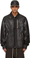 Rick Owens Drkshdw Black Concealed Zipfront Denim Jacket In Black