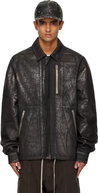 Rick Owens Drkshdw Black Concealed Zipfront Denim Jacket
