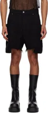 Rick Owens Drkshdw Black Concordians Stefan Cargo Shorts In Black