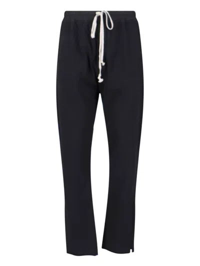 Rick Owens Drkshdw Black Cotton Joggers With Mid-rise Waist And Horn Button Details