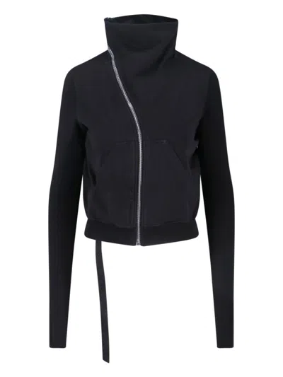 RICK OWENS DRKSHDW BLACK COTTON "MOUNTAIN" ZIP SWEATSHIRT