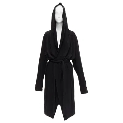 Pre-owned Rick Owens Drkshdw Black Cotton Thick Jersey Hooded Belted Robe Jacket S